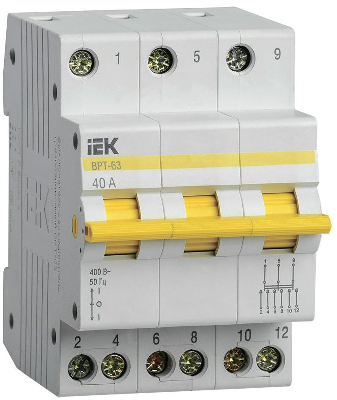 60230 Выключатель-разъединитель трехпозиционный 3п ВРТ-63 40А IEK MPR10-3-040
